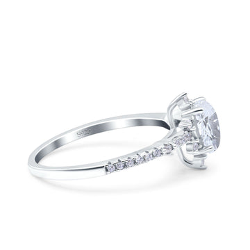 Starburst Teardrop Art Deco Pear Wedding Ring Simulated Cubic Zirconia 925 Sterling Silver